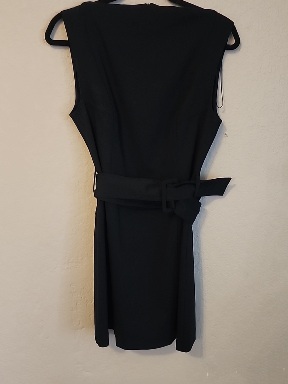 Zara Navy Blue Sleeveless Midi Dress with Waist Sash - Picture 3 of 4